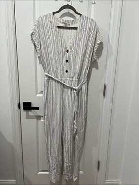 GAP White & Black Striped Jumpsuit Size Large